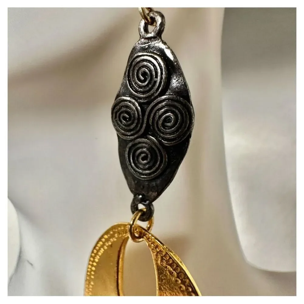 Devin Leigh 18k Gold Plated Hammered and Gun Metal Earrings